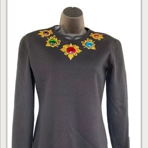 Vintage Adrienne Vittadini Jeweled 100% Wool Top